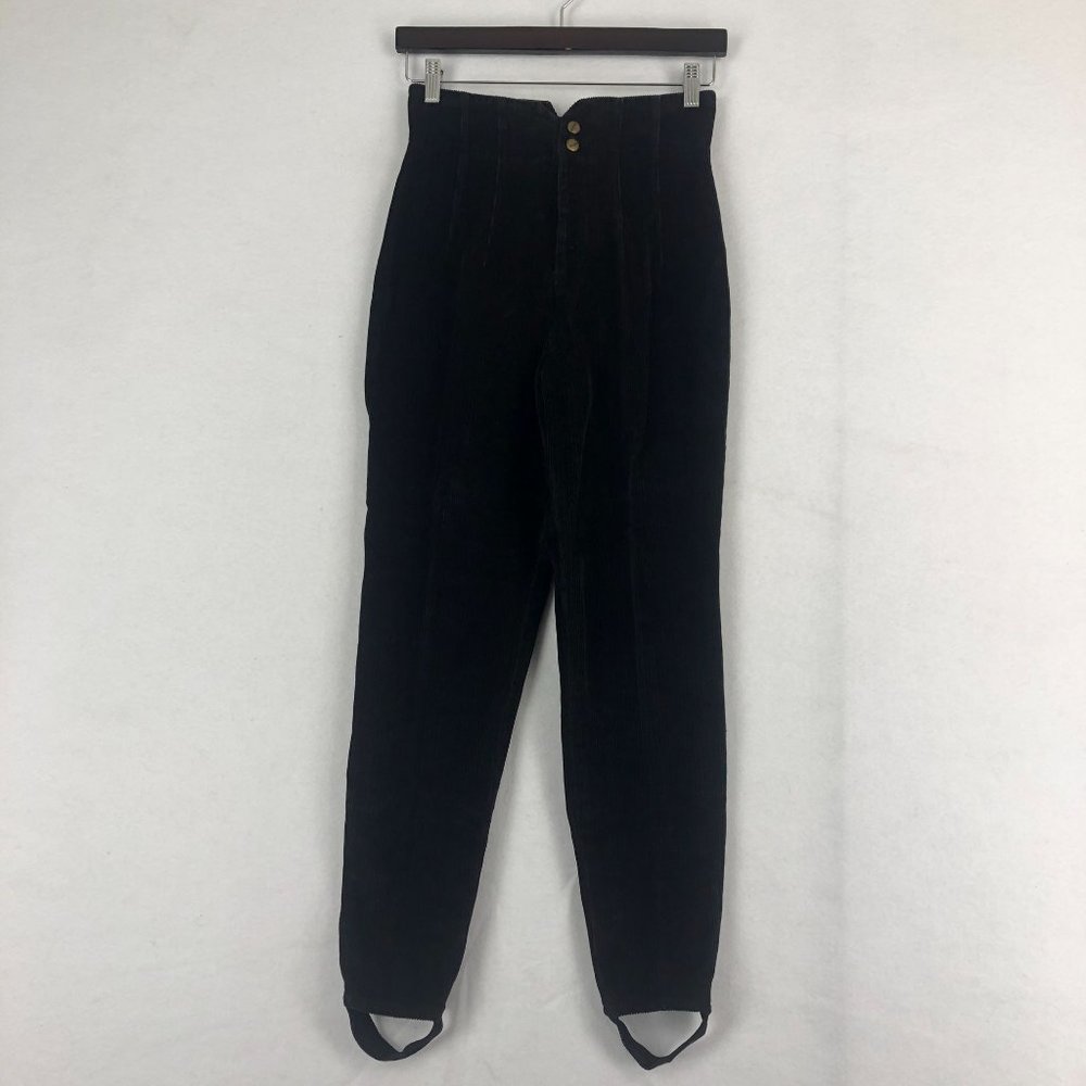 Bogner VTG Women's Size 6L Black Corduroy Stirrup Cotton Blend Stretch Ski Pants